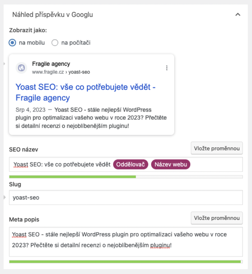 Použití Yoast SEO