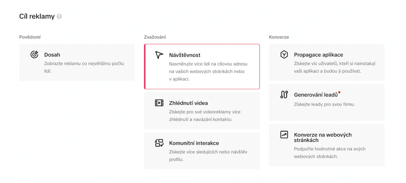 Jak nastavit účel kampaně na TikToku